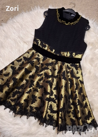 РАЗКОШНА рокля в златисто-черно, снимка 2 - Рокли - 52581279