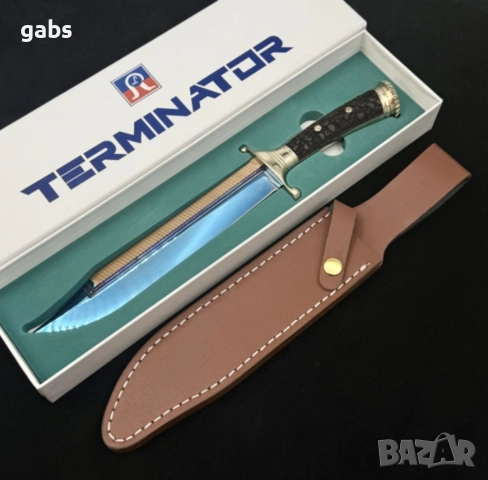 Голям трофеен нож TERMINATOR с кожена кания,LN430, снимка 5 - Ножове - 52662789
