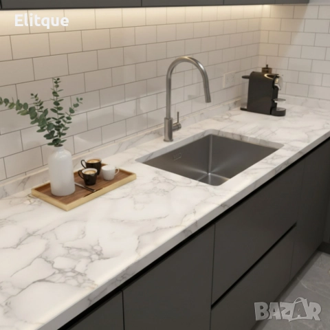 Мраморно самозалепващо фолио за обновяване на дома – водоустойчиво, здраво, практично, снимка 6 - Други - 52739684