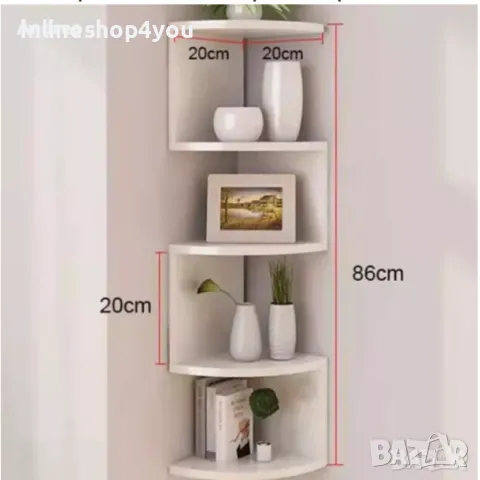Ъглова етажерка за съхранение с 5 рафта, снимка 4 - Етажерки - 49638398