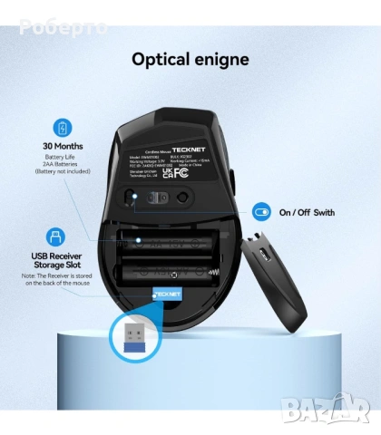 Tecknet мишка 2в1 , снимка 9 - Клавиатури и мишки - 53158603
