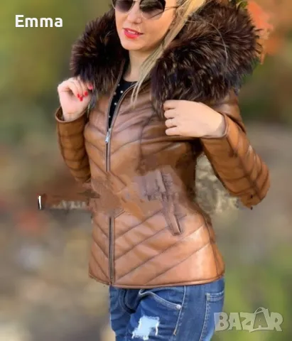 Дамско кожено яке, естествена кожа, естествена косъм , снимка 3 - Якета - 39452123