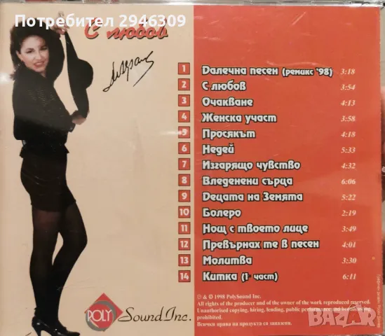 Маргарита Хранова - С любов(1998), снимка 3 - CD дискове - 46893975