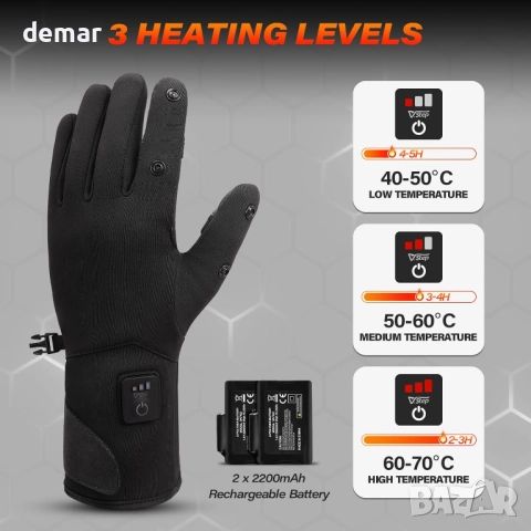 V.Step Отопляеми ръкавици за мъже и жени, акумулаторни, 3 нива, М, снимка 2 - Ръкавици - 52733339