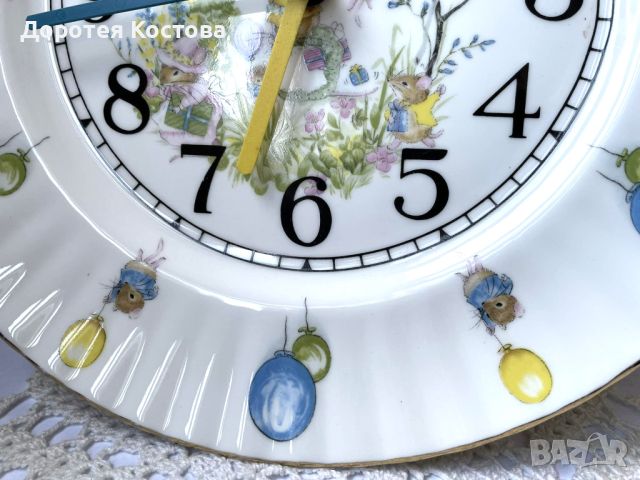 Красив часовник за стена от фин костен порцелан от Англия , снимка 3 - Антикварни и старинни предмети - 45998575