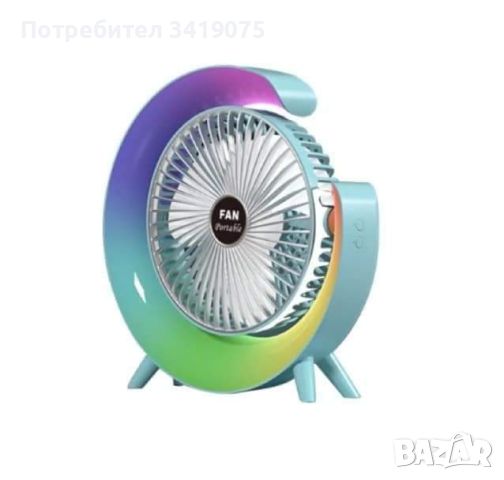 Мини настолен вентилатор с многоцветно осветление, RGB LED, USB , снимка 6 - Друга електроника - 46567929