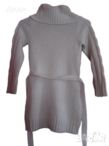 Детска плетена туника/рокля с поло яка, снимка 2 - Детски пуловери и жилетки - 52572322