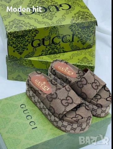 Gucci дамски чехли на платформа висок клас реплика, снимка 2 - Чехли - 46349540