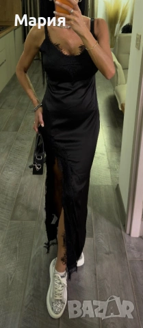 Сатенена рокля - размер ХС, снимка 2 - Рокли - 53128696