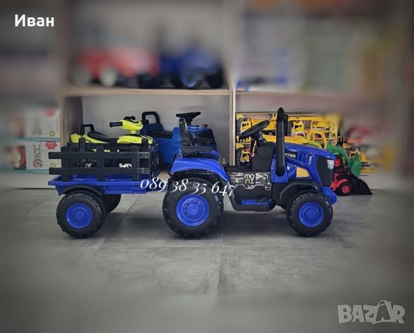 НОВО!Детски акумулаторен трактор с ремарке Rancher Blue с 12V,дистанционно,USB , снимка 4 - Електрически играчки - 46158696