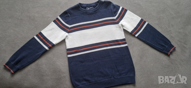 7-8г 128см Блуза с дълъг ръкав пуловер райе, без следи от употреба 