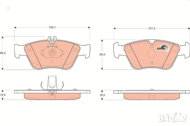 SIMER 693 Накладки предни MERCEDES-BENZ S-класа E-класа C-класа SLK 1992-2004 OE 0024204420         , снимка 1 - Части - 36608306