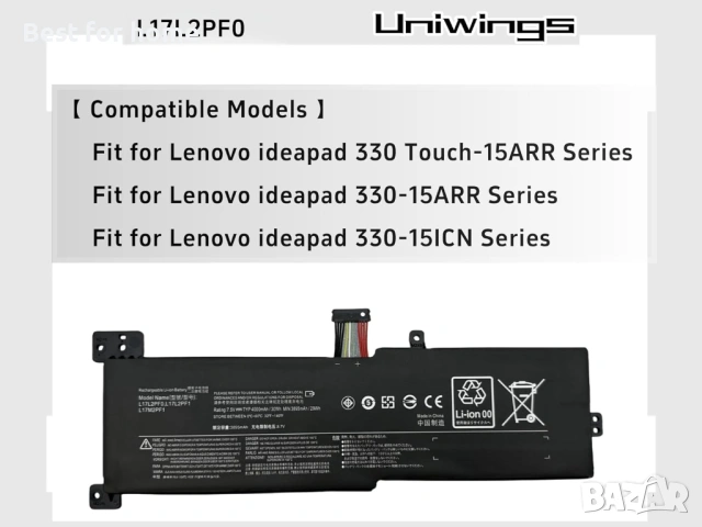 Батерия за лаптоп Lenovo IdeaPad 330 Touch-15ARR, снимка 8 - Друга електроника - 53204715