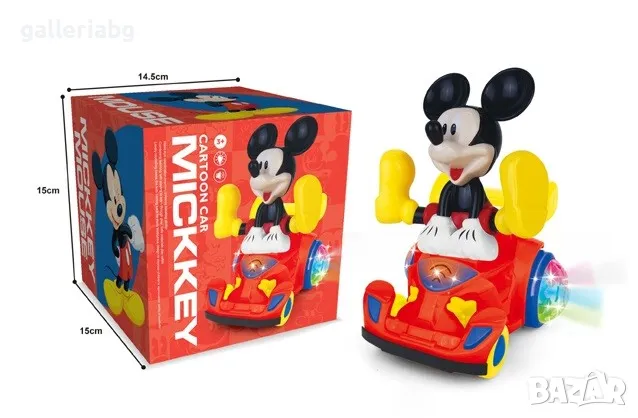 Музикална, светеща играчка на Мики Маус с кола (Mickey Mouse), снимка 1 - Коли, камиони, мотори, писти - 47353882