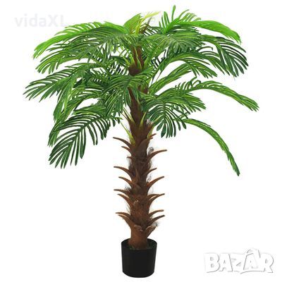 vidaXL Изкуствена сагова палма със саксия, 140 см, зелена(SKU:336307