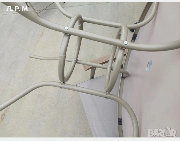 Градински комплект Маса и 4 стола сгъваеми Бежов, снимка 9 - Градински мебели, декорация  - 54061987