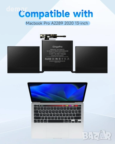 Резервна батерия за лаптоп Macbook Pro 13-инчов A2289 (2020) A1713/A2171, снимка 2 - Батерии за лаптопи - 53414294