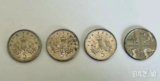 4 монети от 5 пенса (5 pence) - Великобритания, снимка 2 - Нумизматика и бонистика - 47590757