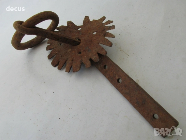 Антична кована желязна дръжка за врата с лост, снимка 2 - Антикварни и старинни предмети - 51456204