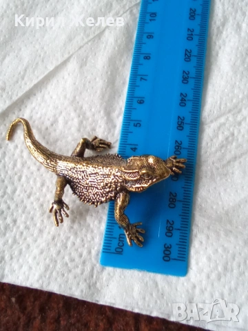 Месингова статуетка фигура на гущер 52743, снимка 6 - Антикварни и старинни предмети - 53220650