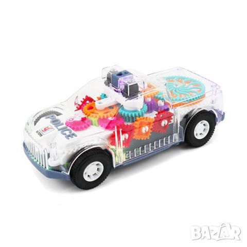 Музикална и светеща, прозрачна, полицейска кола играчка за деца, снимка 3 - Коли, камиони, мотори, писти - 46452215
