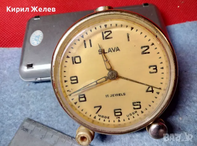 SLAVA 11 JEWELS MADE in USSR Стар КОЛЕКЦИОНЕРСКИ РУСКИ МЕХАНИЧЕН БУДИЛНИК СЛАВА 47816, снимка 6 - Антикварни и старинни предмети - 47686264