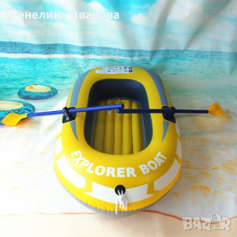 Едноместна надуваема каучукова лодка с PVC защита, помпа и гребла, снимка 2 - Водни спортове - 45944569