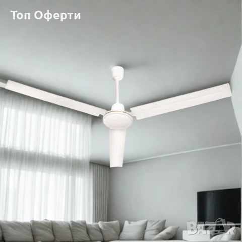 Метален таванен вентилатор Muhler MCD-54056 – 142 см (56"), 60W, с регулатор на стена, снимка 2 - Вентилатори - 50497464