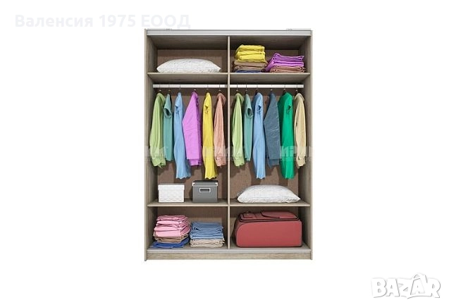 Гардероб с плъзгащи врати Сити 1034 сонома, орех или комбинация бяло/ арвен, снимка 15 - Гардероби - 46495474