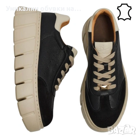 Спортни обувки от естествена кожа - Daris Black 11730, снимка 5 - Кецове - 53534658