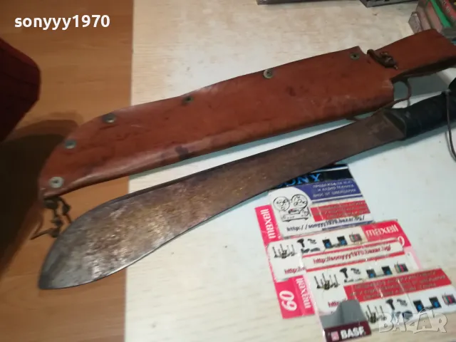 СТАР НОЖ-50СМ МАЧЕТЕ С КОЖЕНА НОЖНИЦА 1305251958LCHERY, снимка 5 - Антикварни и старинни предмети - 50276004