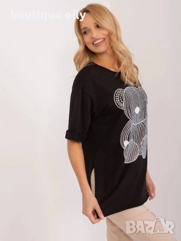 дамска тениска туника в бяло и черно
