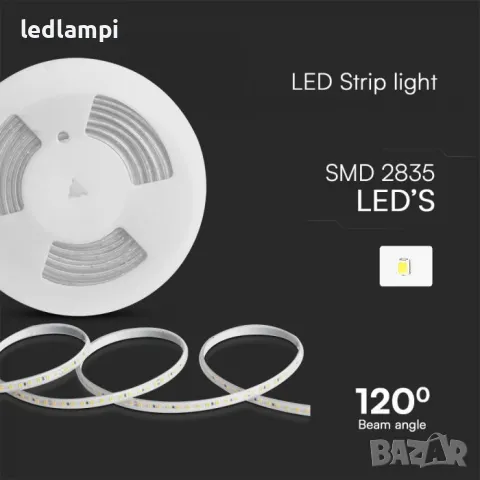 LED лента 2835 220V IP65 120LED Неутрално Бяла Светлина 10m/ролка, снимка 2 - Лед осветление - 47719054