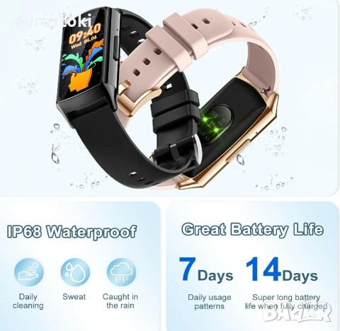 Смарт гривна H29, дамски смарт часовник, фитнес тракер с функция за телефон, монитор на здраве, IP68, снимка 2 - Смарт гривни - 53155996