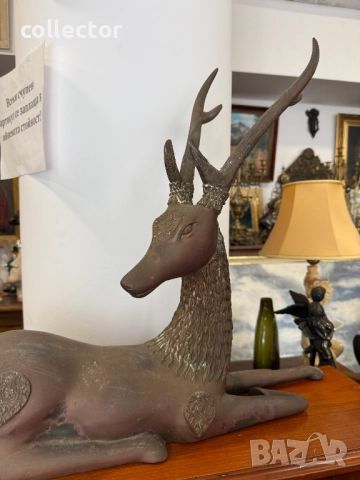 Голяма бронзова скулптура на елен. №7389, снимка 4 - Колекции - 51887231