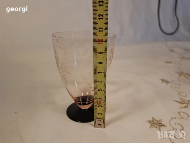 стъклена гравирана чаша за ракия цветно стъкло   26/1, снимка 5 - Чаши - 50501071