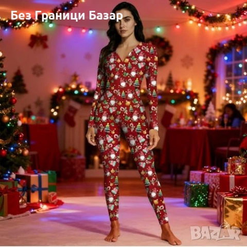 Нова Коледна пижама onesie за възрастни, топъл анимационен костюм, снимка 3 - Пижами - 53154522