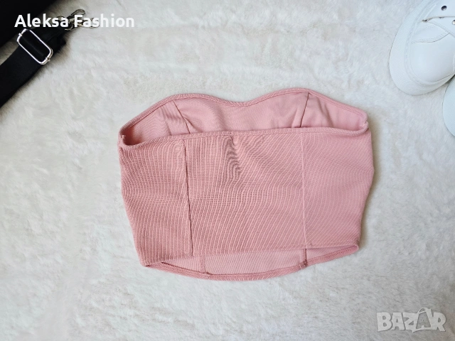 H&M къс розов кроп топ бюстие , снимка 4 - Корсети, бюстиета, топове - 47560502