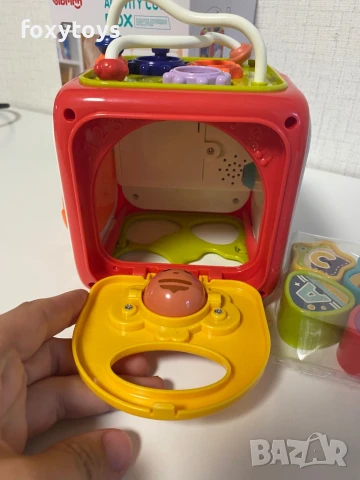 Малък бебешки занимателен куб - 6 в 1, сортер, волан, пиано, музика и светлини, снимка 9 - Образователни игри - 51263951