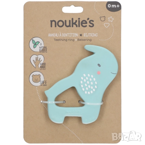 Зъбен пръстен/ гризалка за никнене на зъби Слон от Noukie's с цвят мента