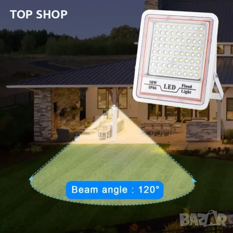 LeKaufen 50W LED прожектор 2 броя, Мрежово захранване, 5000 LM, IP66, 6000K, снимка 4 - Прожектори - 49971293