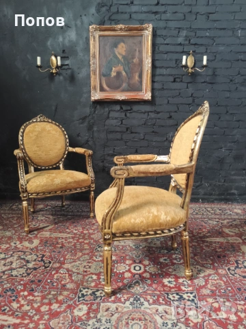 Салонен комплект стил Луи XVI, снимка 13 - Дивани и мека мебел - 53395200