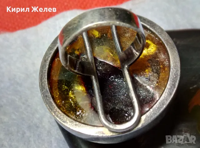 ВЕЛИКОЛЕПЕН СРЕБЪРЕН ПРЪСТЕН СРЕБРО ВИСОКА ПРОБА с ОГРОМЕН БАЛТИЙСКИ 100% НАТУРАЛЕН КЕХЛИБАР 42000, снимка 8 - Пръстени - 49913259