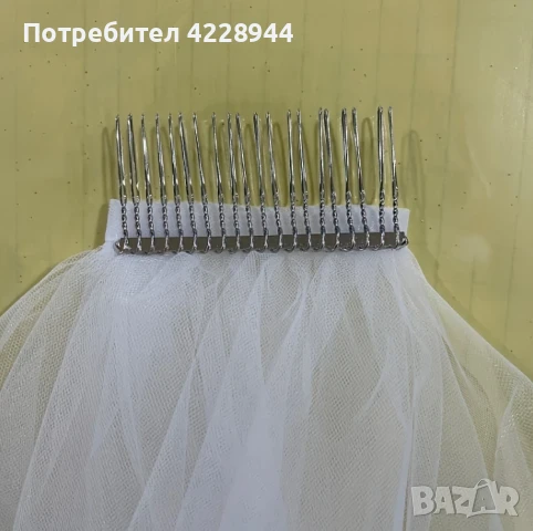 Булчински воал – двуслоен - 80/60 см за сватба, моминско парти було, снимка 4 - Сватбени аксесоари - 50958600