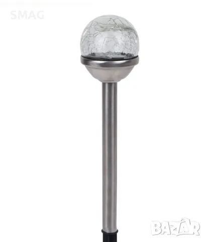 Слънчев фенер соларна лампа стъкло сребро редуващи се цветове 23см S_1176808, снимка 2 - Соларни лампи - 49904856