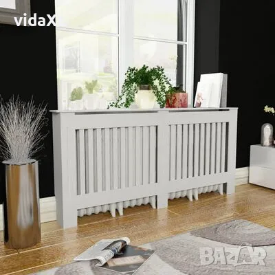 vidaXL Параван за радиатор бял, MDF, 172 см（SKU:244340）, снимка 3 - Паравани - 48920928