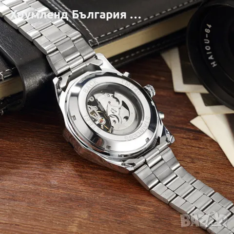 Механичен самонавиващ се мъжки часовник с Open Heart дизайн, снимка 11 - Друга електроника - 50272604