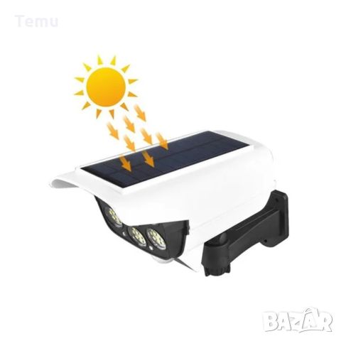 Соларна лампа, имитираща камера за видеонаблюдение/ 3 режима на осветление по избор – режим на слаба, снимка 6 - Соларни лампи - 45689087
