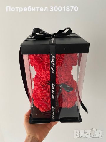 Мече от рози в луксозна кутия, снимка 1 - Романтични подаръци - 45540127