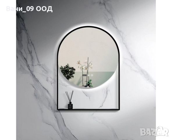 Огледало за баня с LED осветление и часовник, снимка 1 - Огледала - 46463891